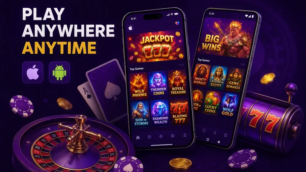 smartphone showing casino app on iOS and Android